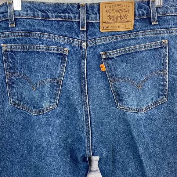 Vintage 1994 Levi’s Orange Tab 505s Regular Fit Straight Leg Medium Wash Jeans - Picture 10 of 15